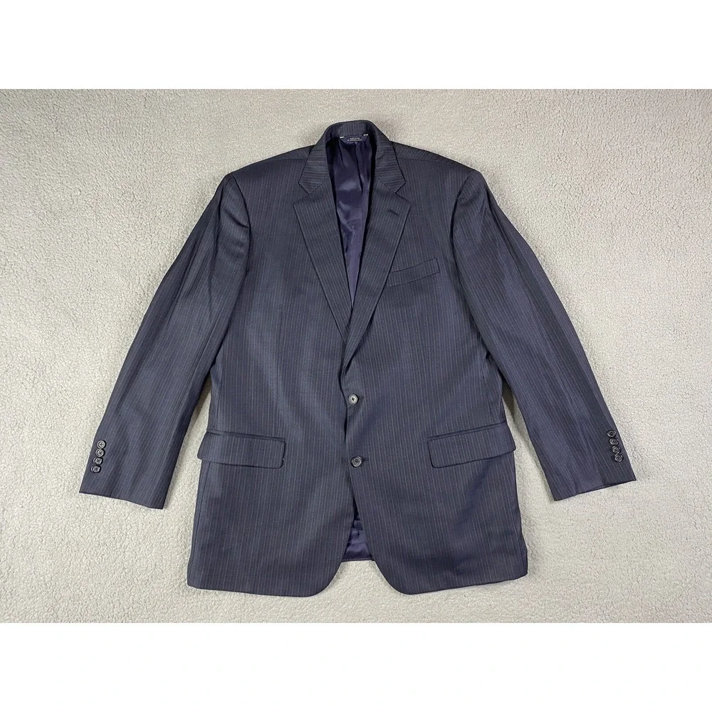 Brooks Brothers Jacket 46 L Navy SaxXon Wool Striped Madison 1818 Sport Coat - Picture 1 of 16